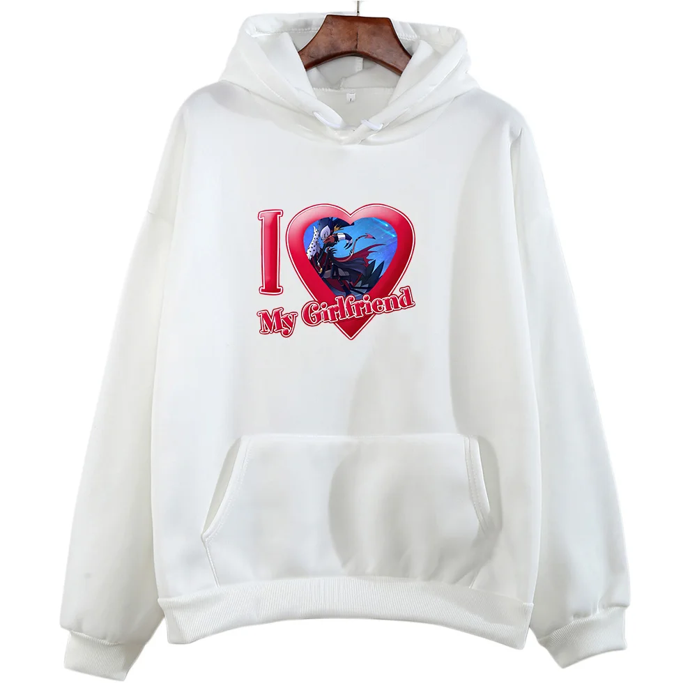 I Love My Girlfriend Hooded Helluva Boss Harajuku Kawaii Sweatshirt Anime Print Fleece Clothes Sudaderas Cartoon Soft Pullovers