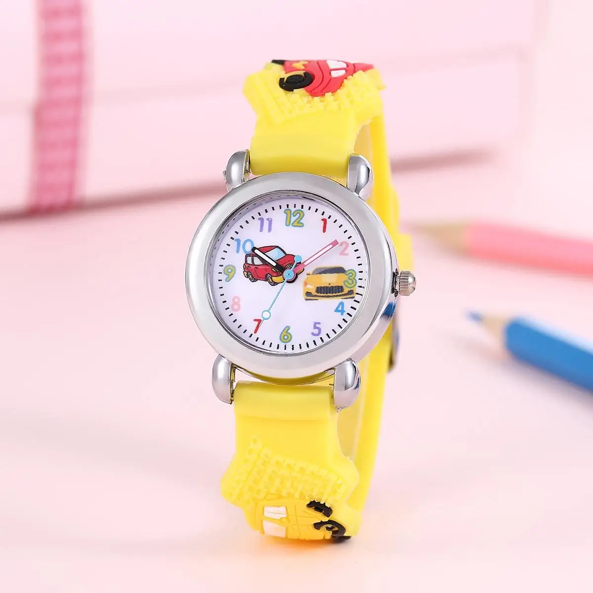 New Fashion Colorful Cartoon Car Student Children\'s Watch Quartz Watch Electronic Watch