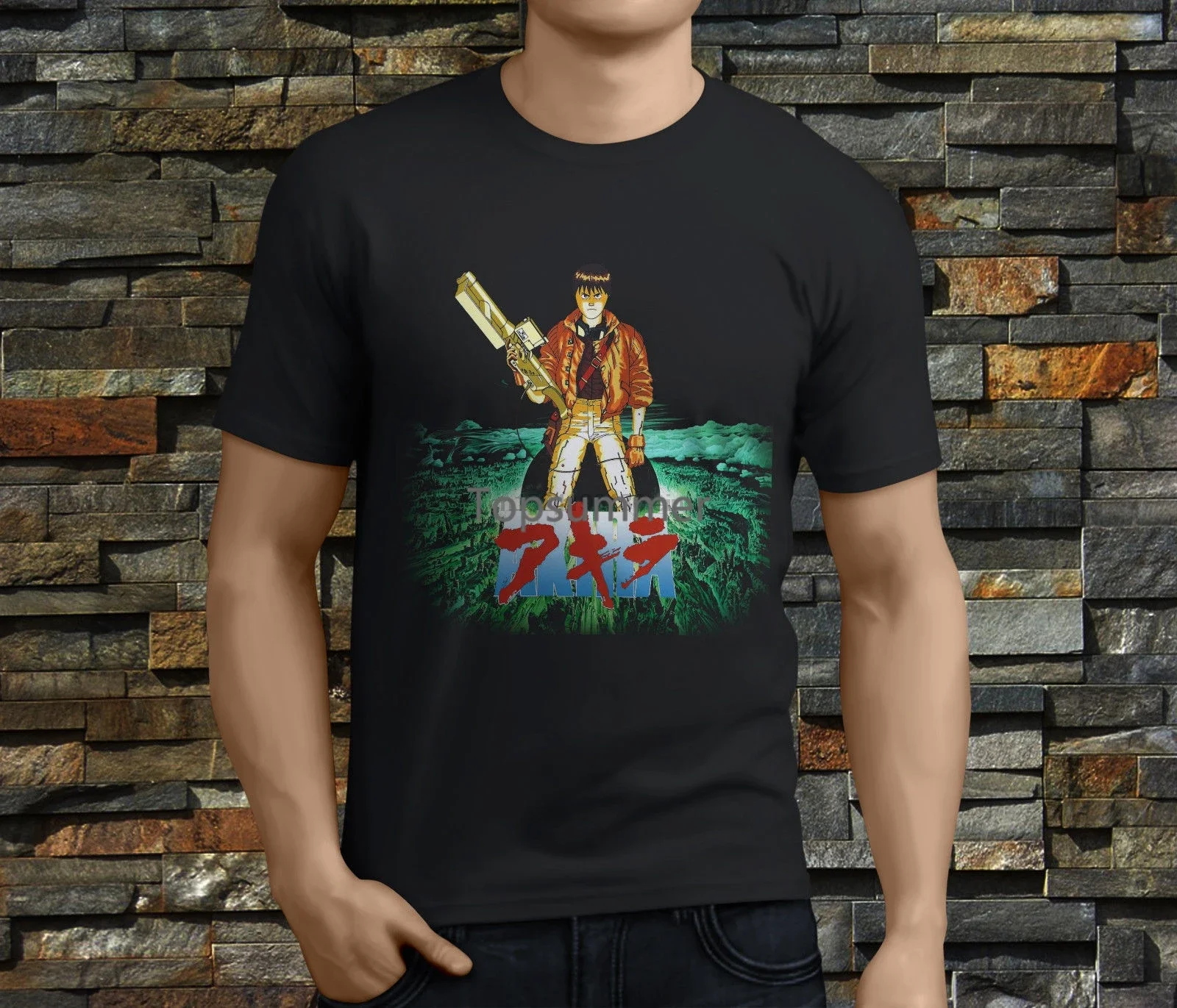 

New Popular Akira Anime Japan Kaneda Men Black T-Shirt Size S-3Xl