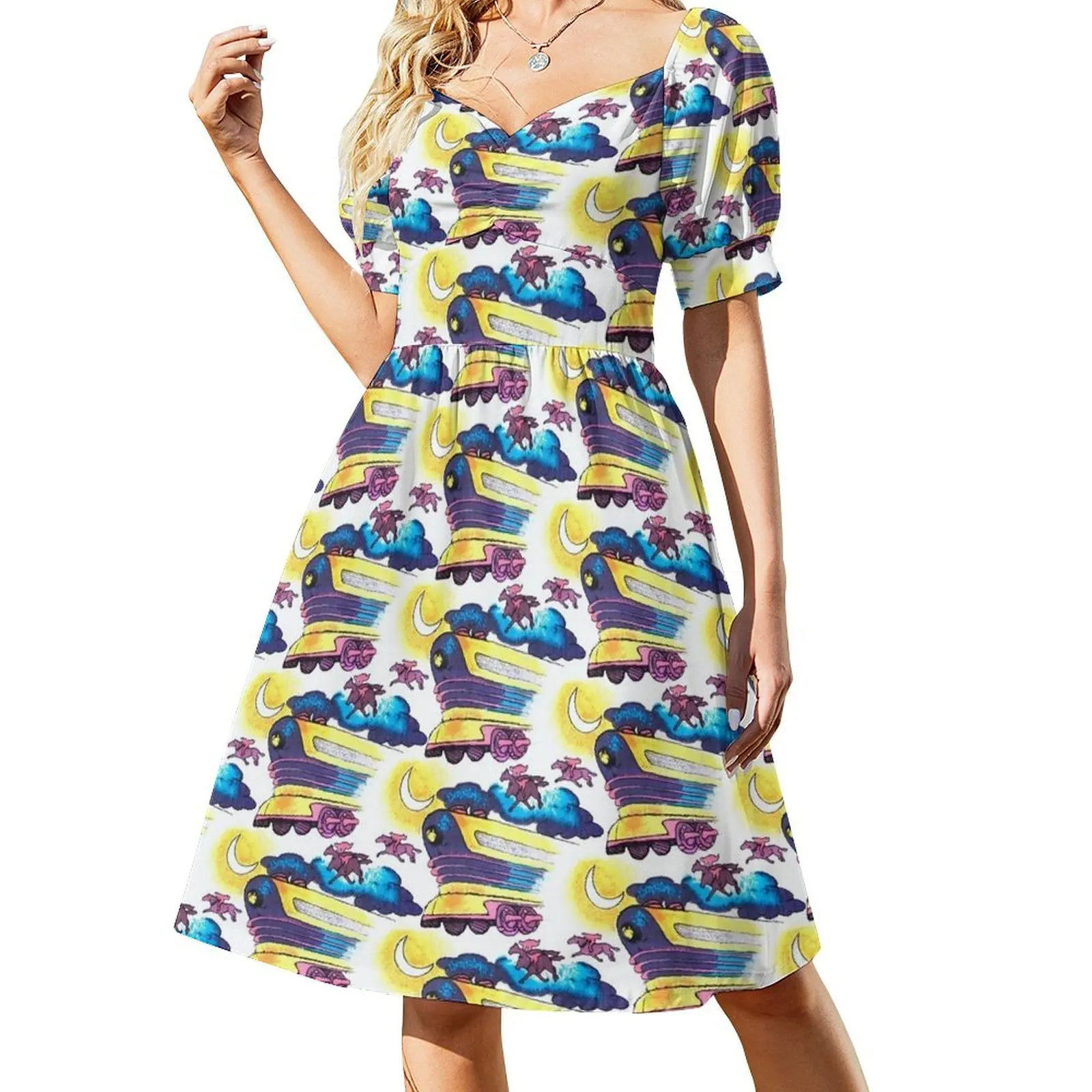 

Doc Brown's Train Shirt Pattern Short Sleeved Dress Women's summer suit ceremony dresses Dress