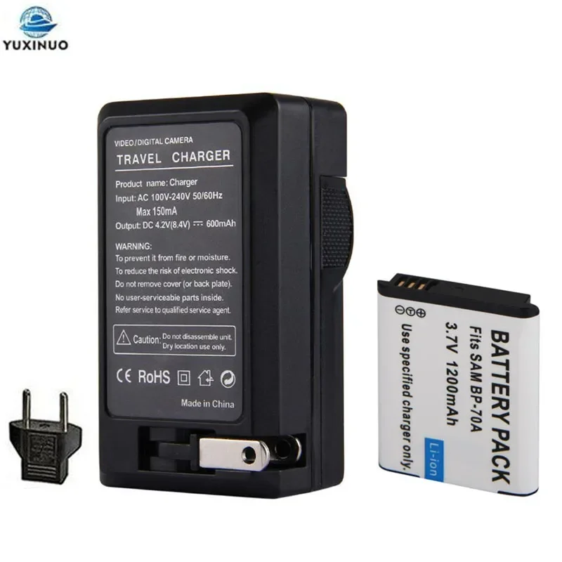 

Аккумулятор для фотоаппарата Samsung, аккумулятор емкостью 1200 мАч, стандарт BP70A, IABP70A + зарядное устройство переменного тока для Samsung AQ100, DV150F, ES65, ES67, ES70, ES71, ES73, ES74, ES80, ES90, MV800