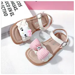 Sandals 2024 Summer New Princess Velcro Cartoon Children's KT Cat hello kitty Butterfly bow Beach children kids shoes