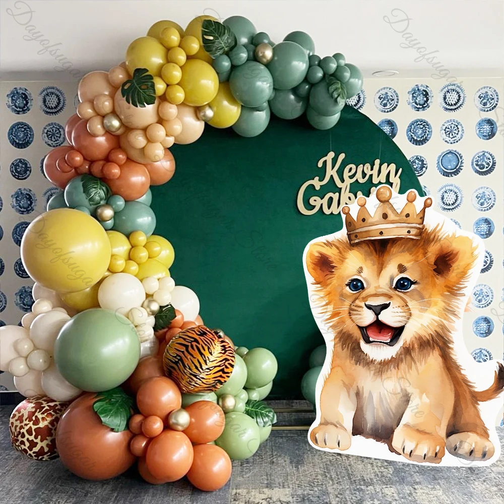 18/36Inch Baby Lion Cutout Mosaic Board Gold Crown Little Lion KT Foam Board for Baby Shower Jungle Animal Birthday Party Decor