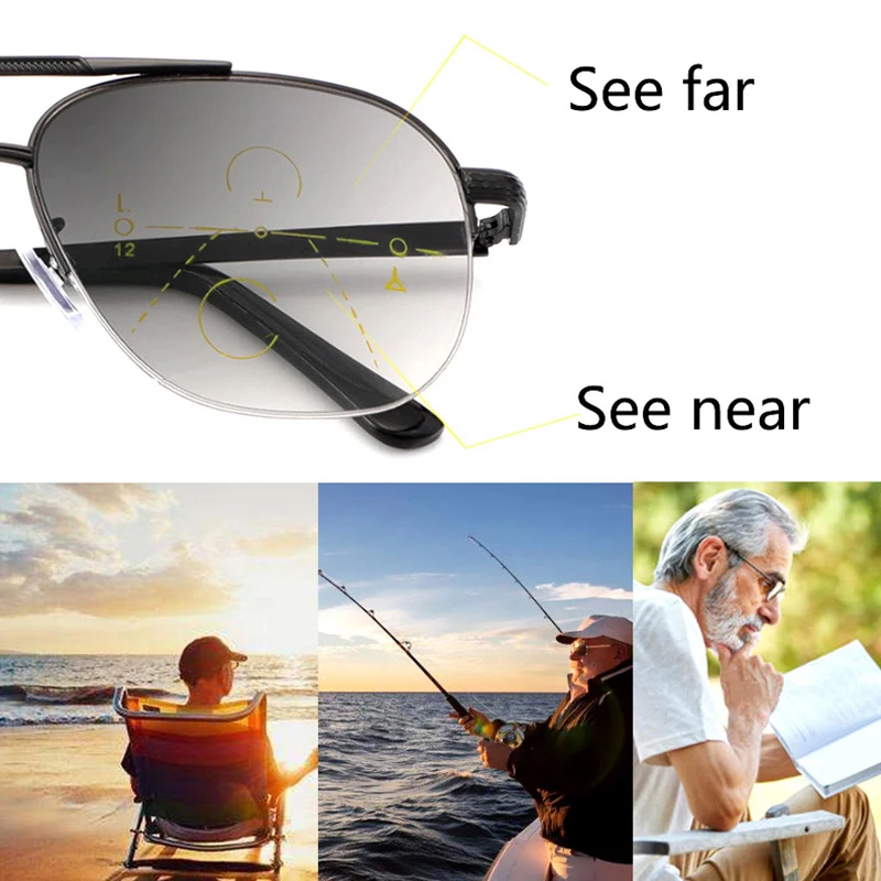 2 pcs Sun Multi-focal Progressive Reading Glasses Men Women Anti Blue Ray Presbyopic Glasses Computer Optical Far Near Eyeglass