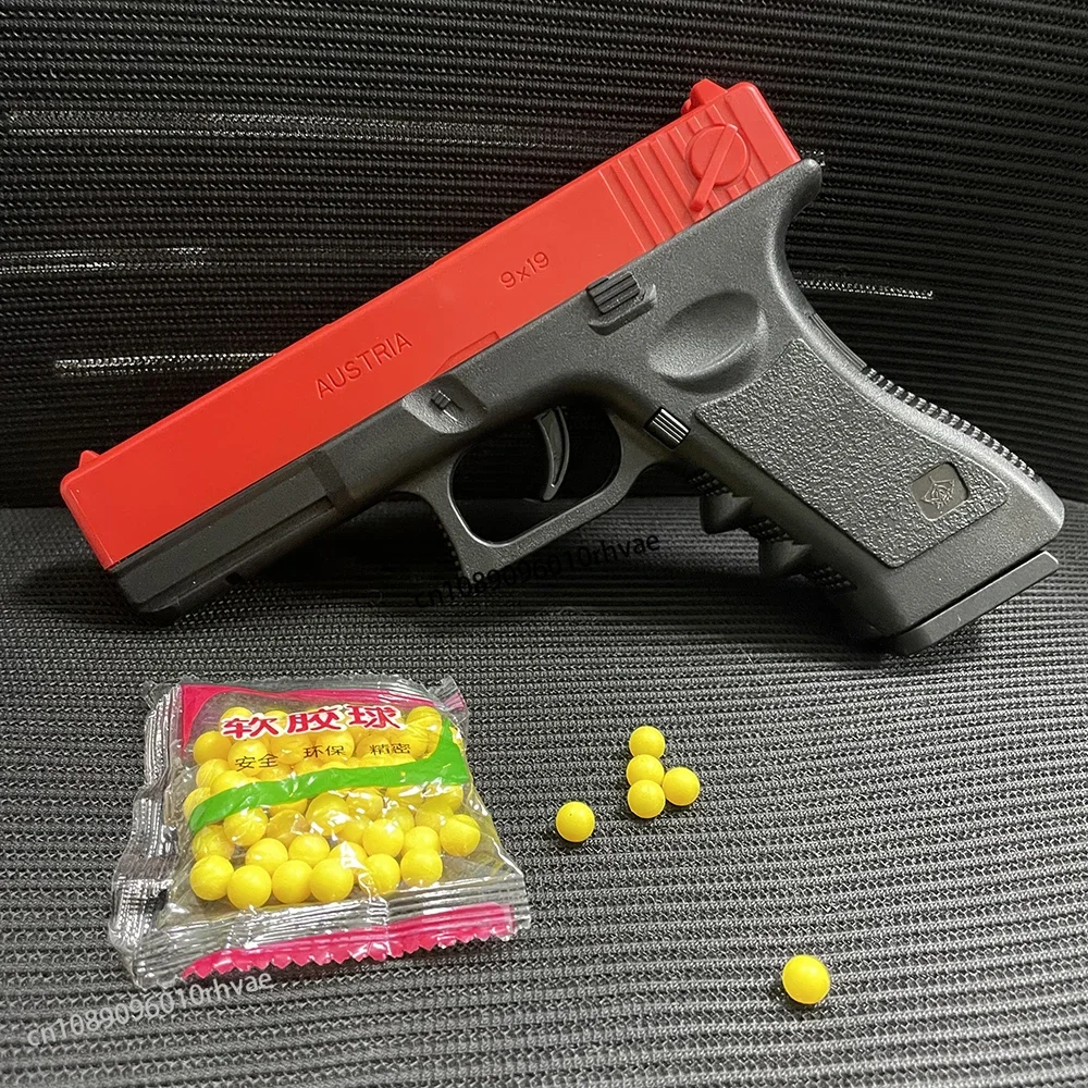 Manual G17 Soft Bullet Airsoft Pistol Toy Gun Lower Magazine with Laser Outdoor CS Game Sport Weapon Gift for Kids Adults