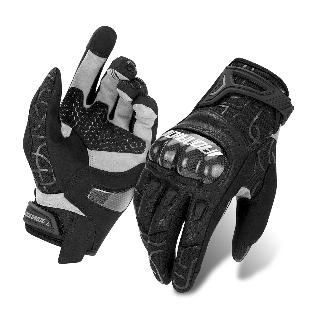 

Leather Motorcycle Gloves Waterproof Touch Screen Full Finger Gloves Protective Anti-fall Carbon Fibre Non-slip Riding Gloves