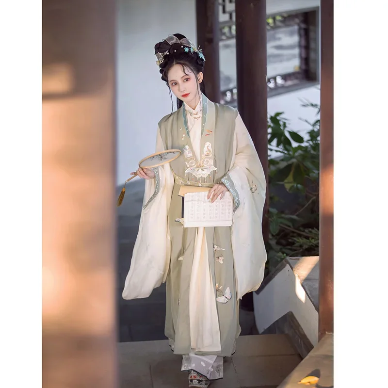 ZhongLingJi-Robe Hanfu Brodée Papillon de la ociastie Ming Originale pour Femme, Robes de brevFolklorique Traditionnelles Chinoises DegradStage