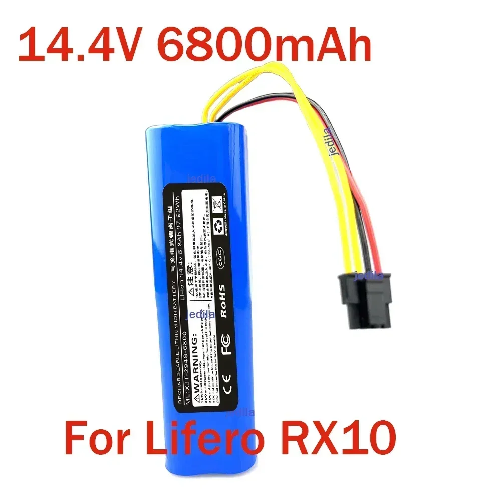 Imagem -02 - Bateria Recarregável Li-ion para Lifero Rx10 Robot Aspirador de pó Bateria 14.4v 6800mah Original