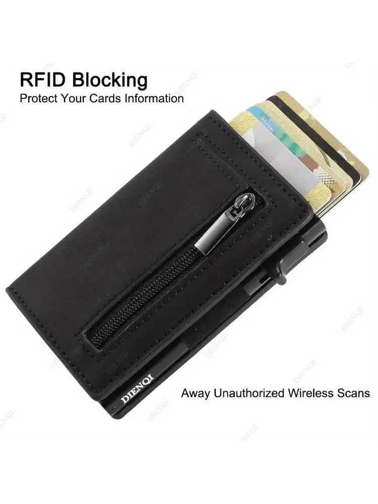 Luksusowe etui na karty blokujące RFID Portfele męskie Torba na pieniądze Metalowe etui na karty kredytowe Aluminiowe, cienkie, inteligentne, minimalistyczne portfele — zdjęcie 2