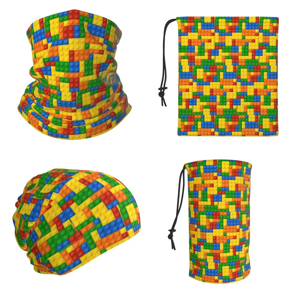 Building Blocks Construction Brick Bandana Neck Cover Printed Magic Scarf Hiking Fishing Headwear For Men Women Adult Breathable