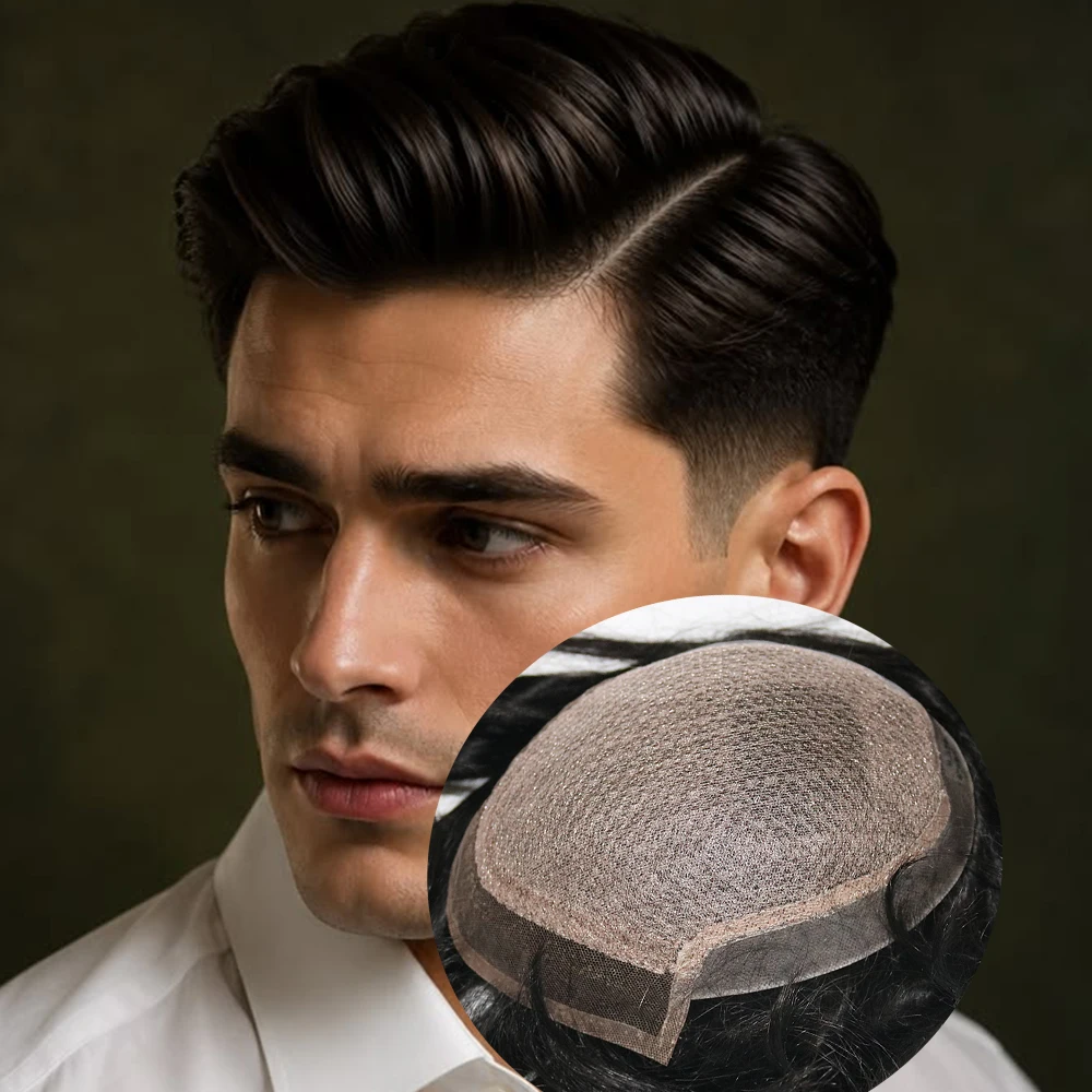 Undetectable Swiss Lace Front Silk Base Straight Hair Toppers for Men Realistic Silk Top Human Hair Natural Looking Men's Toupee