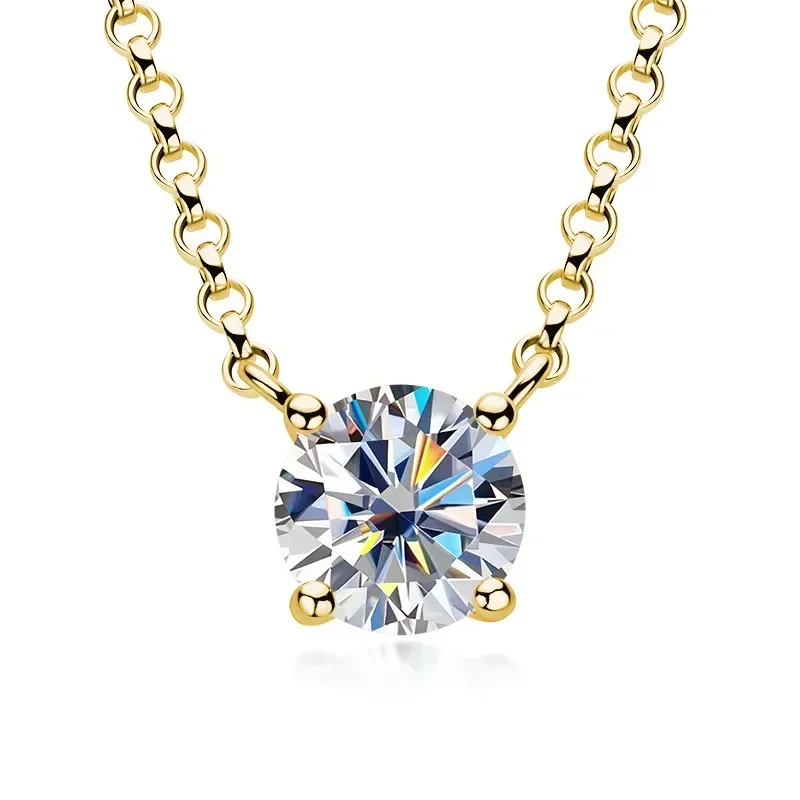 1/2/3/5 Karat Rundschliff D Moissainte Diamant Anhänger Halskette 4-Klauenfassung 925 Sterling Silber Schlüsselbein Halskette für Frauen