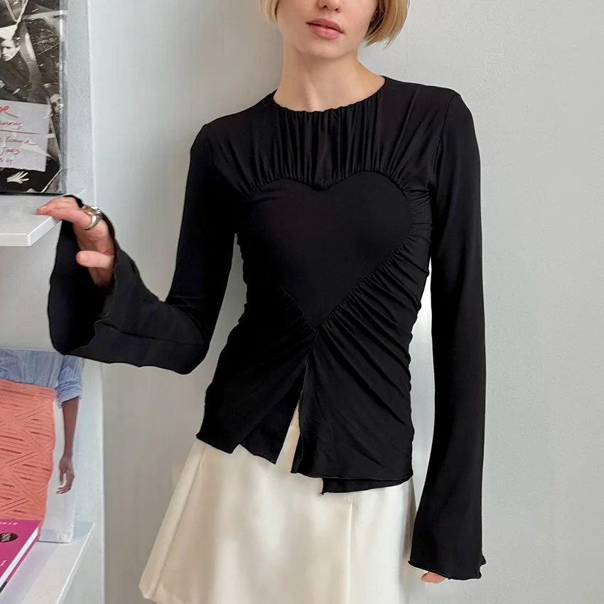 تي شيرت نسائي لربيع وخريف 2025 تي شيرت ضيق بأكمام طويلة ورقبة دائرية تي شيرت نسائي غير رسمي ملابس خروج عالية الجودة #6