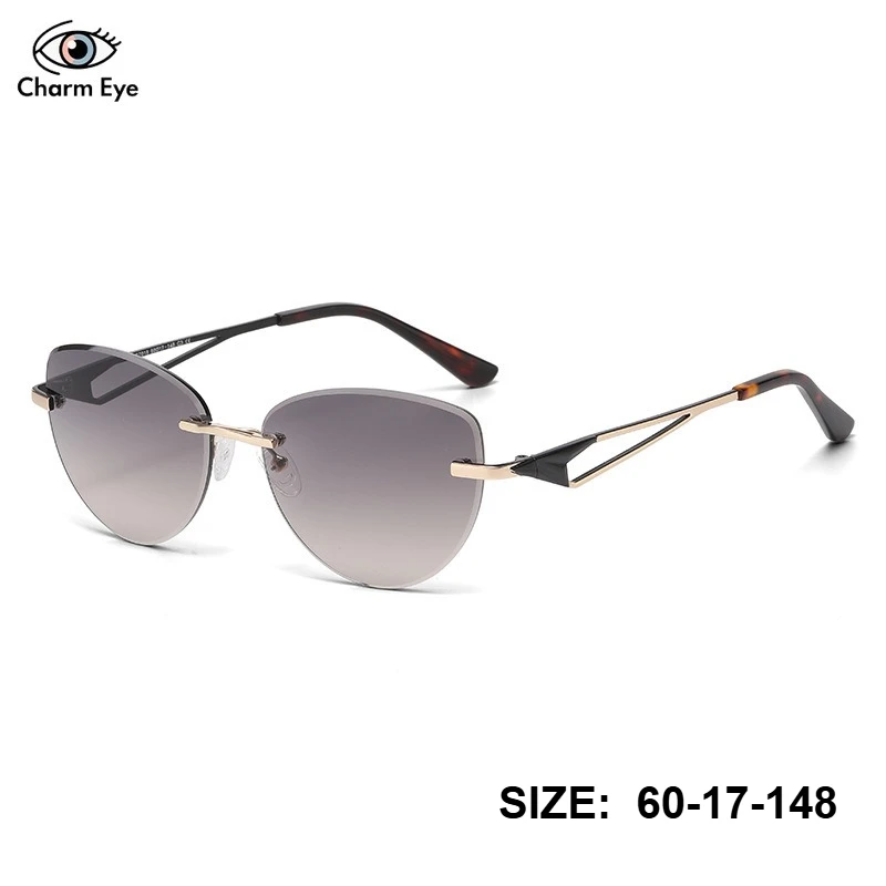 

New Women's Luxury Fashion Frameless Cat Eyes Summer Sunscreen Sun Glasses Retro Outdoor Sports Driving Eyewear UV400