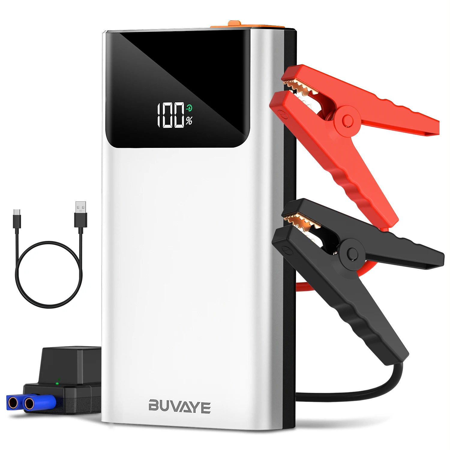 

BUVAYE 10400mAh 2000A Peak Car Battery Jump Starter Booster 12V Portable Power with Dual Outputs Power Bank LED Lighting