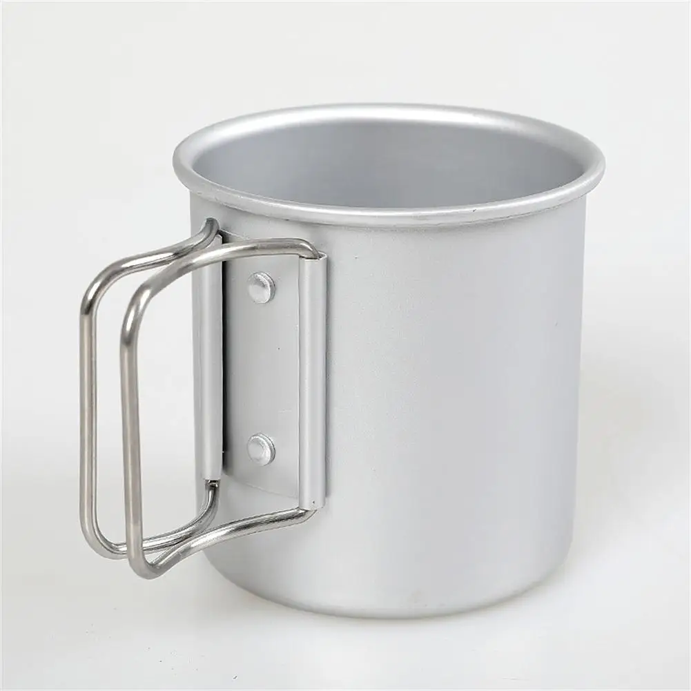 Taza de Camping al aire libre de 300ml con mango plegable, taza portátil ultraligera de aleación de aluminio para senderismo al aire libre y cocina