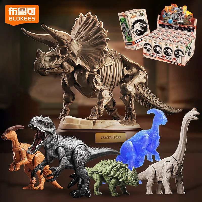 BLOKEES Jurassic World Jurassic Park Dinozaury TERRAVENTURE Tyrannosaurus Rex Velociraptor Figurki Akcji Zabawki do Składania Blind Box