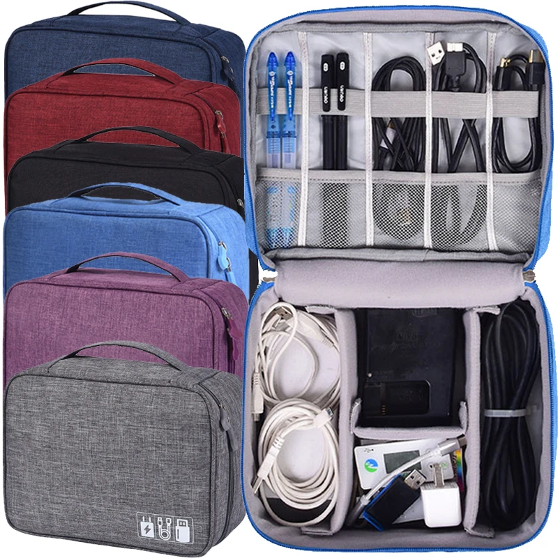 

New Waterproof Electronic Storage Bag Travel Portable Cable Clip Storage Box Electronic Accessories Cables Digital Makeup Bag