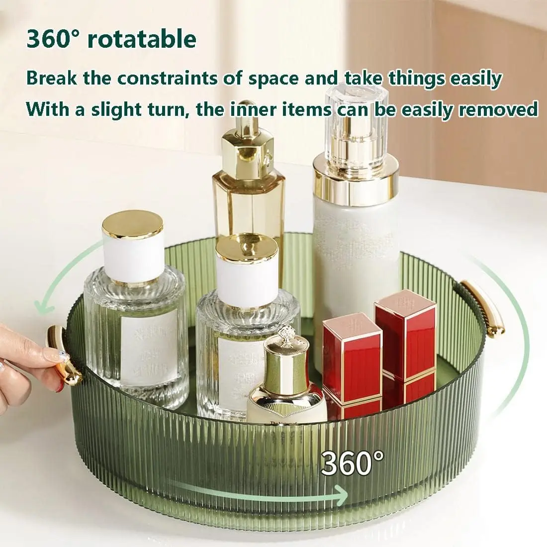 360 Rotating Makeup Organizer Tray Round Cosmetic Storage Holder for Jewelry, Perfume Rotating Spice Rack For Bathroom Kitchen