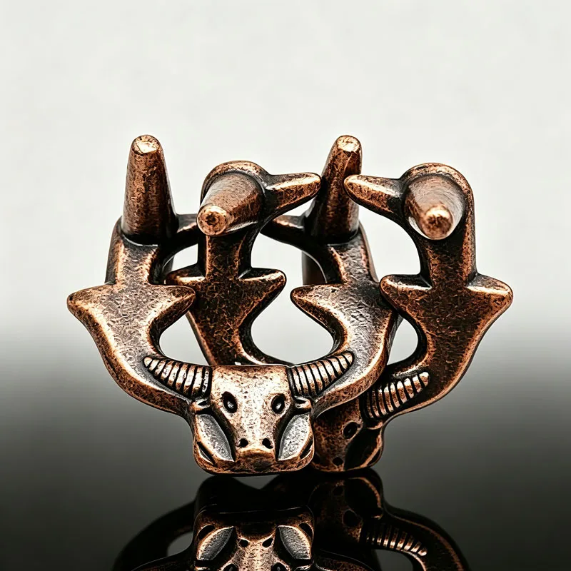 

Novelty Gifts OX Head Metal Puzzles Brain Teaser Educational Problem Solving Toys IQ Logic Challenges For Kids & Adults