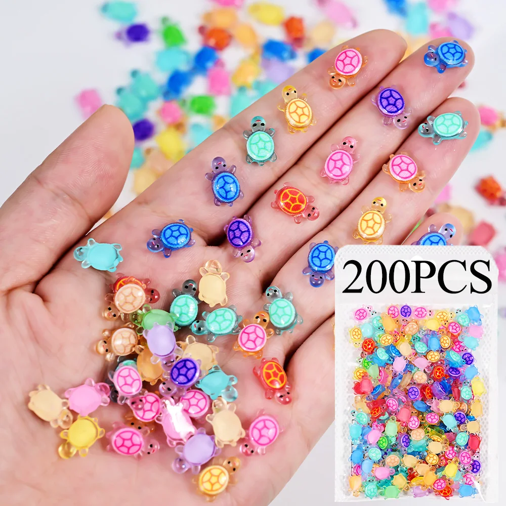 

50/100/200pcs Mixed Mini Turtle Nail Charms 3D Cartoon Dopamine Colored Resin Nail Art Decorations DIY Phone Case Nails Crafts#@