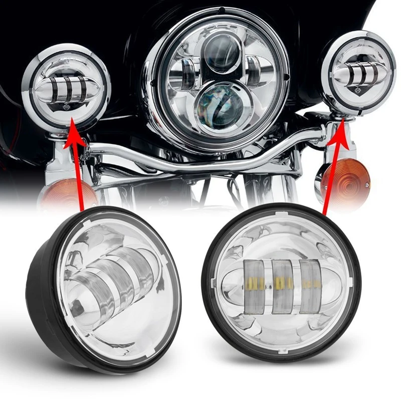 7 "Led Projector Koplamp 4.5" Mistdoorlaatlamp Voor Harley Touring Electra Glide Road King Softail Nachttrein Bad Boy Lamp