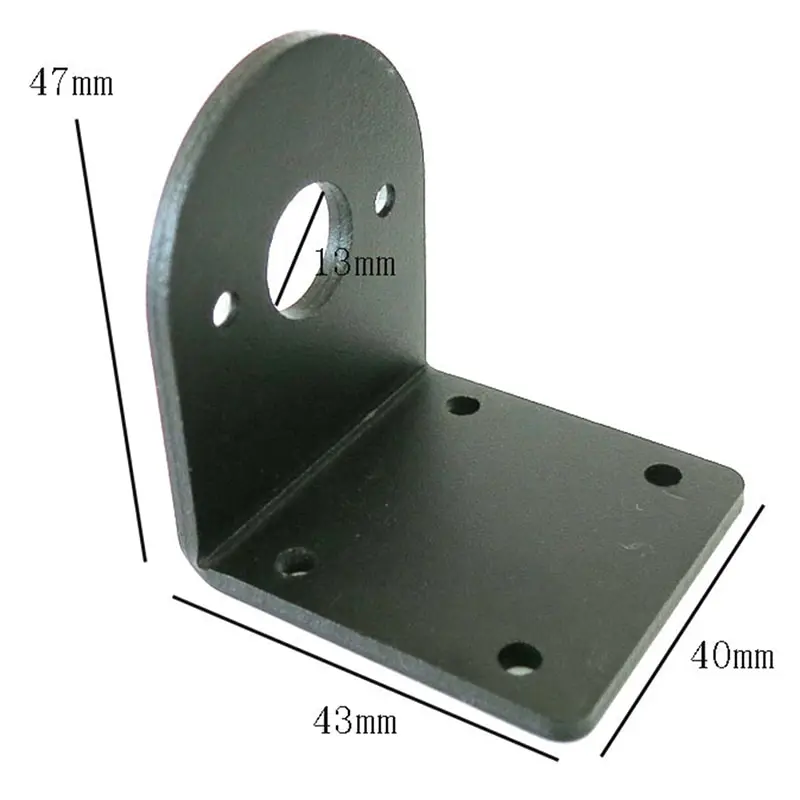 1PC Bracket 555 Motor Bracket 555 DC Motor Black L Shape Aluminum Alloy Fixed Support Mounting Bracket