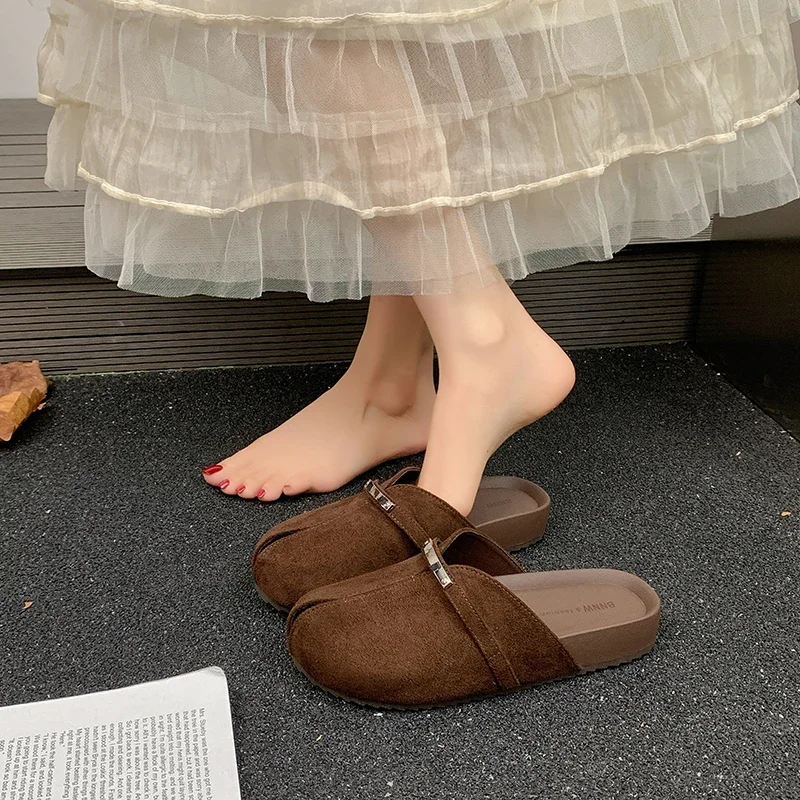 Ladies Open Toe Casual Slippers Lightweight Breathable Body Wear Resistant Flat Sole Easy Slip on For Indoor Home and Outdoor