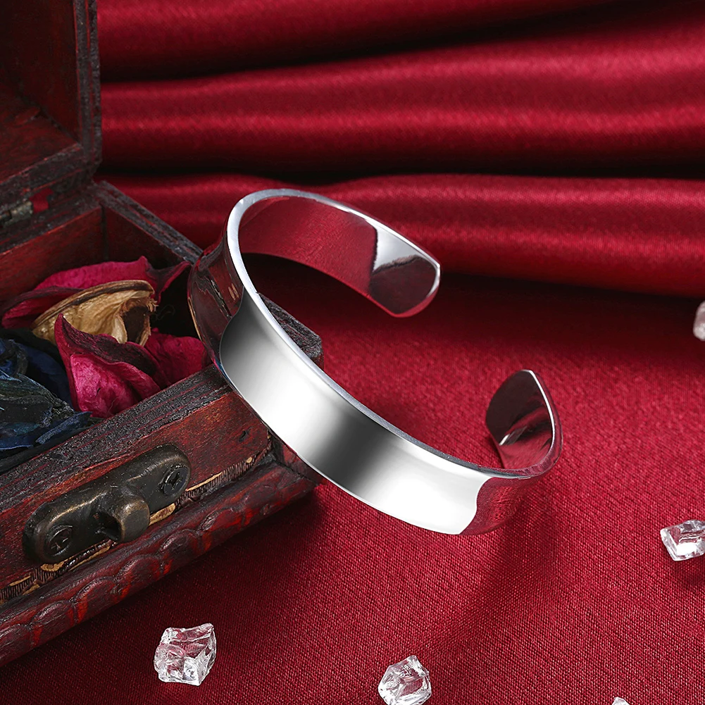 Wholesale 925 Sterling Silver Bangles Bracelet Charms Cuff For Women Fashion Jewelry adjustment wedding image 3