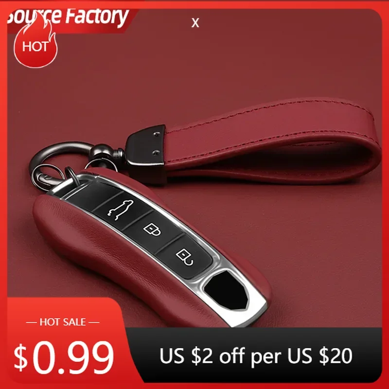 

Автомобильные наклейки, роскошный чехол из натуральной кожи для Porsche Boxster Cayman Panamera Cayenne Macan 718/911, чехол для ключей Taycan Pro