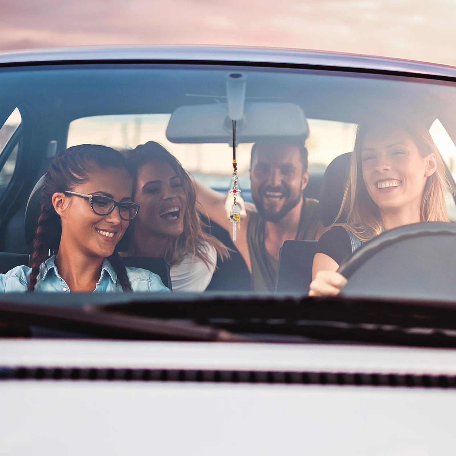 

Prayer Wheel Pendant Tibetan Style Car Hanging Ornament Creative Open Design Fine Craftsmanship Thick Delicate Rearview Mirror