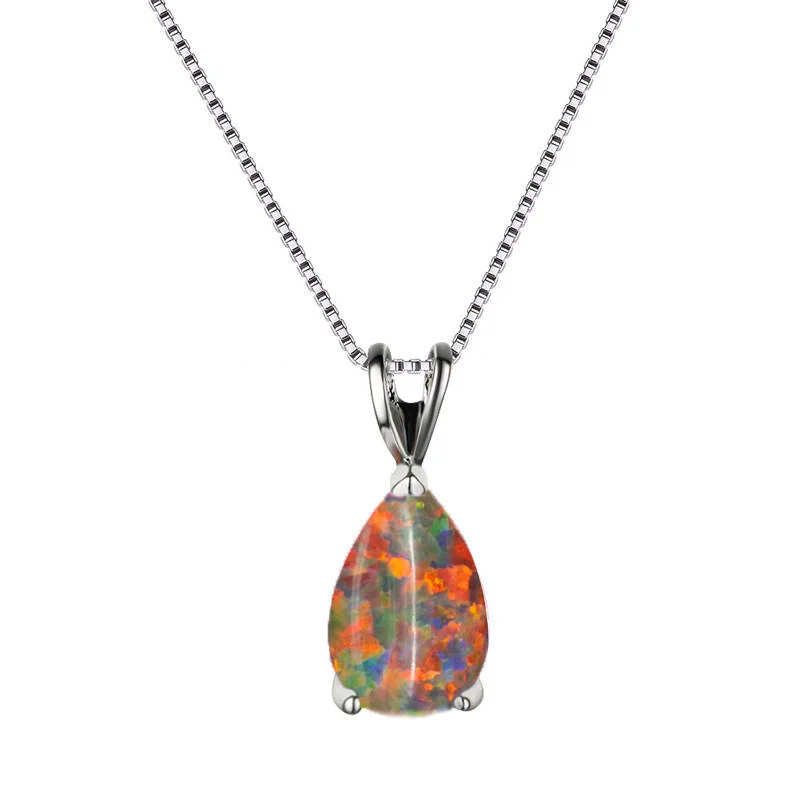 Women's 7-Color Opal Pendant Necklace, Dainty Gift