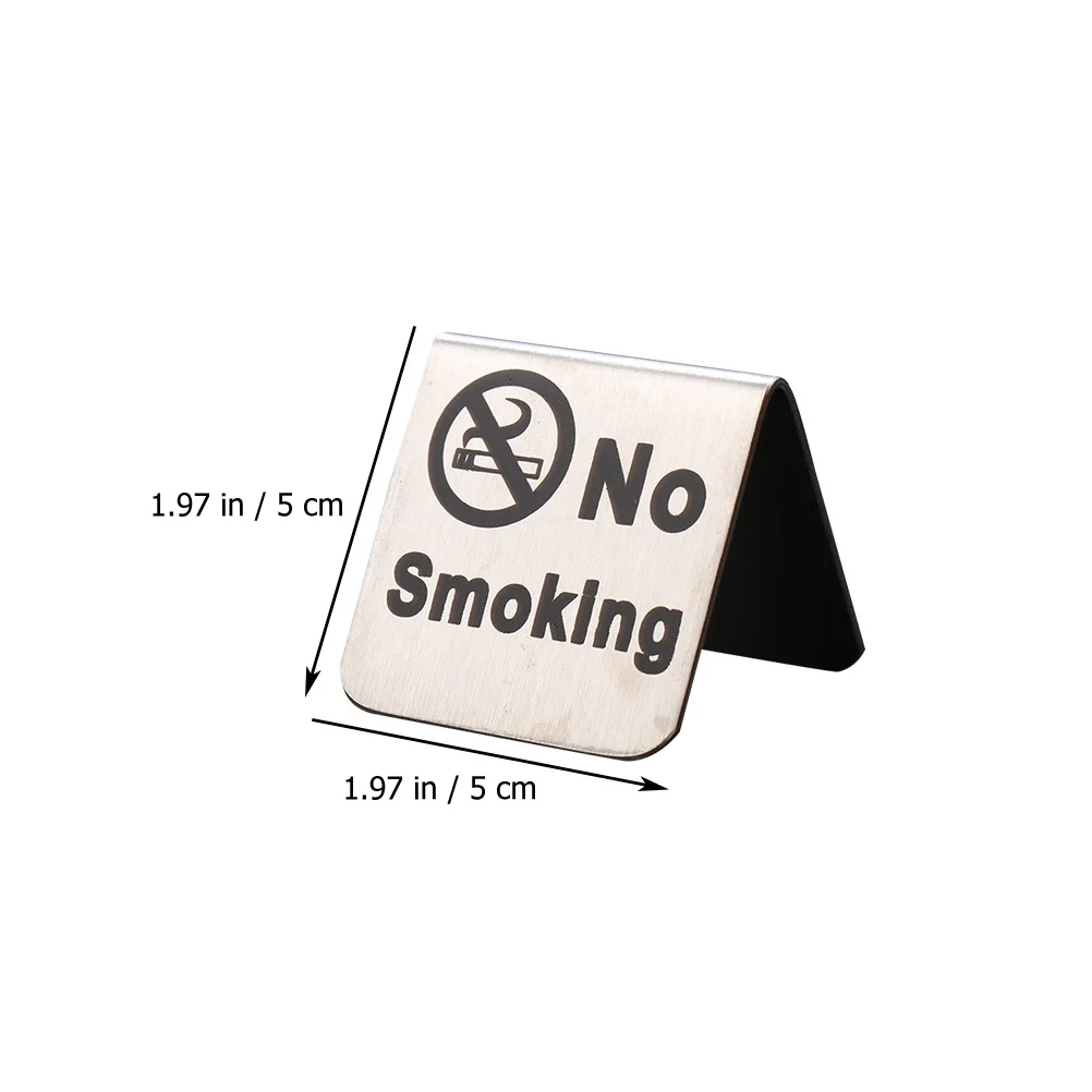 2Pcs No Smoking Table Sign Stainless Steel Flat Design Clear Lettering for Office Home Restaurant Desktop Non Smoking Reminder