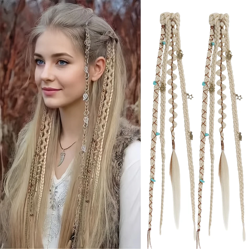 2Pc/Set Synthetic Clip in Hair Extension Bohemia Handmade Boxing Braid Hairpiece For Hot Girl 20