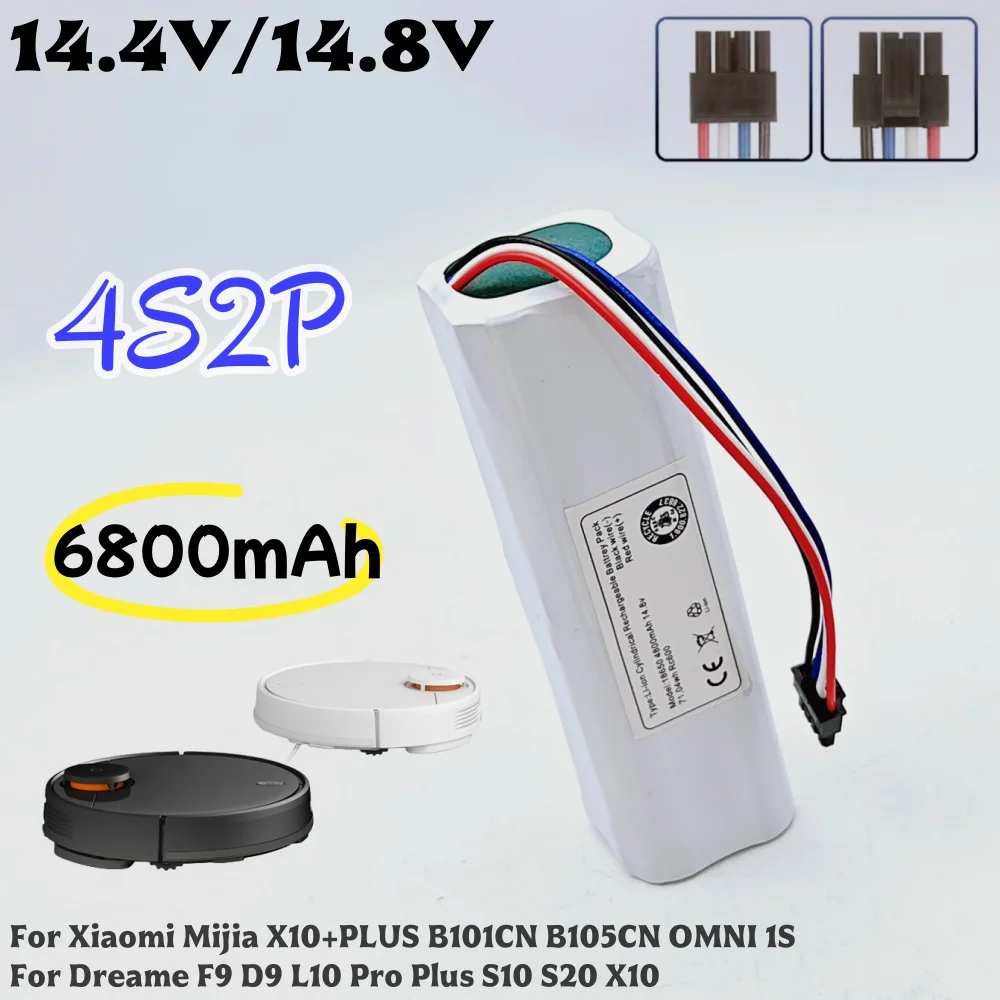 

14.8V 6800mAh 4S2P Replacement Battery For Xiaomi Mijia Dreame F9 D9 L10 Pro Plus S10 S20 X10