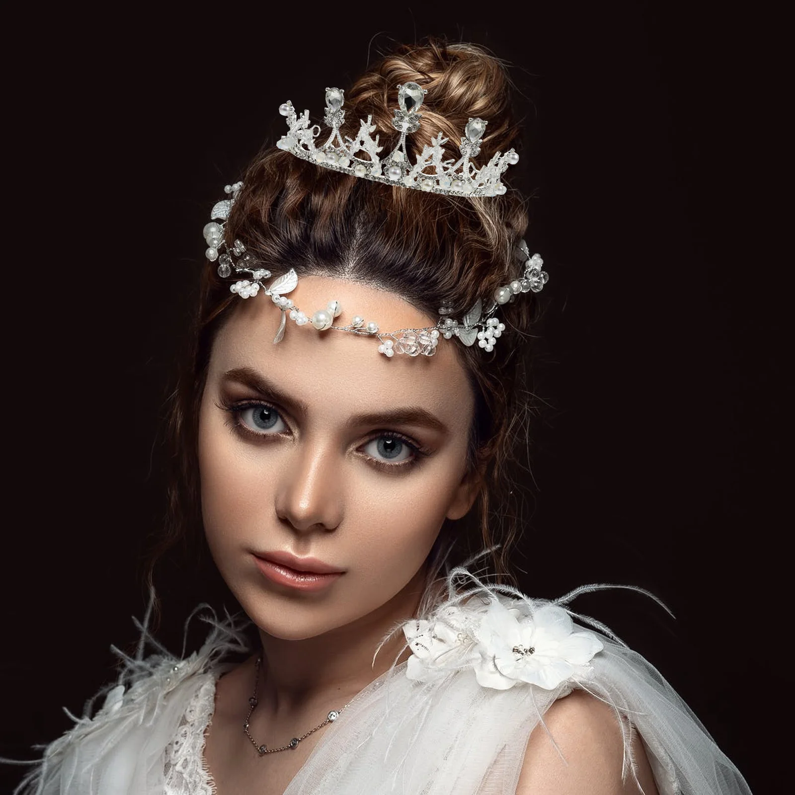 

Crown Hair Accessories Birthday Girl Headdress Rhinestone Tiara Baroque Style Bride Crown Elegant Durability Easy Wear