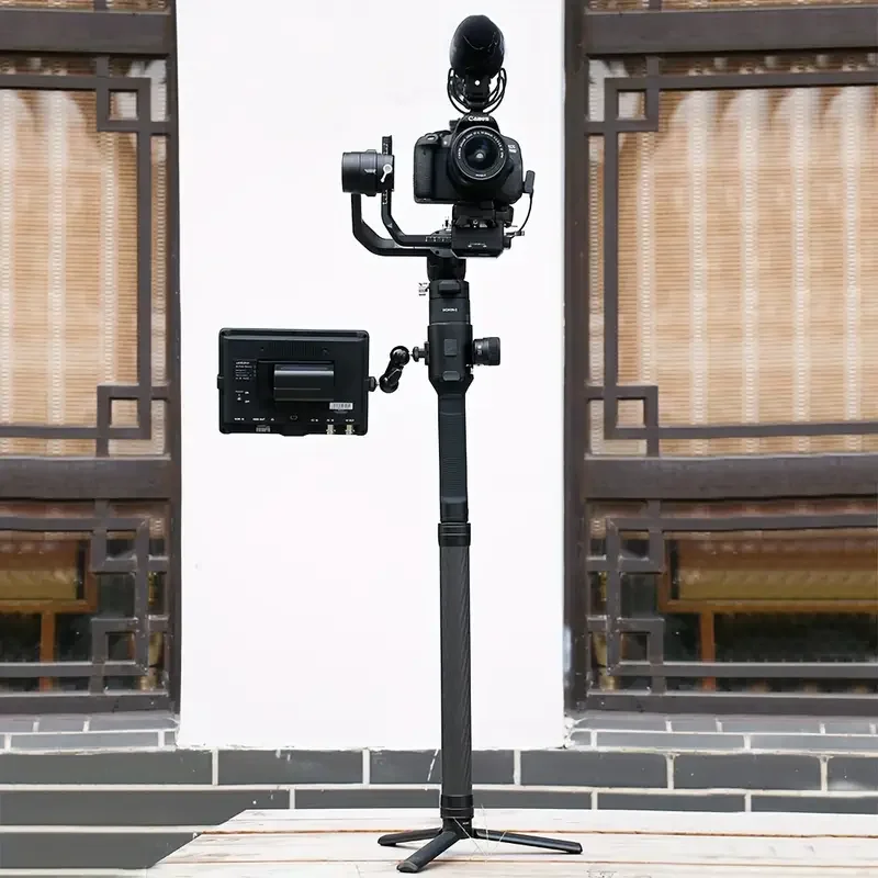 حامل أحادي ممتد من ألياف الكربون الاحترافي لـ DJI Ronin RS3، مع عمود قابل للتمديد، وعمود محمول، ومقبض جيمبال، وقبضة #4