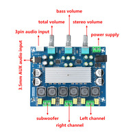 DC8-24V 50W*2+100W Stereo Dual Channel Amplifier Board TPA3116 Class D 2.1 Channel Audio Amplifier Module 4Ω 50W 8Ω 30W 2Ω 100W