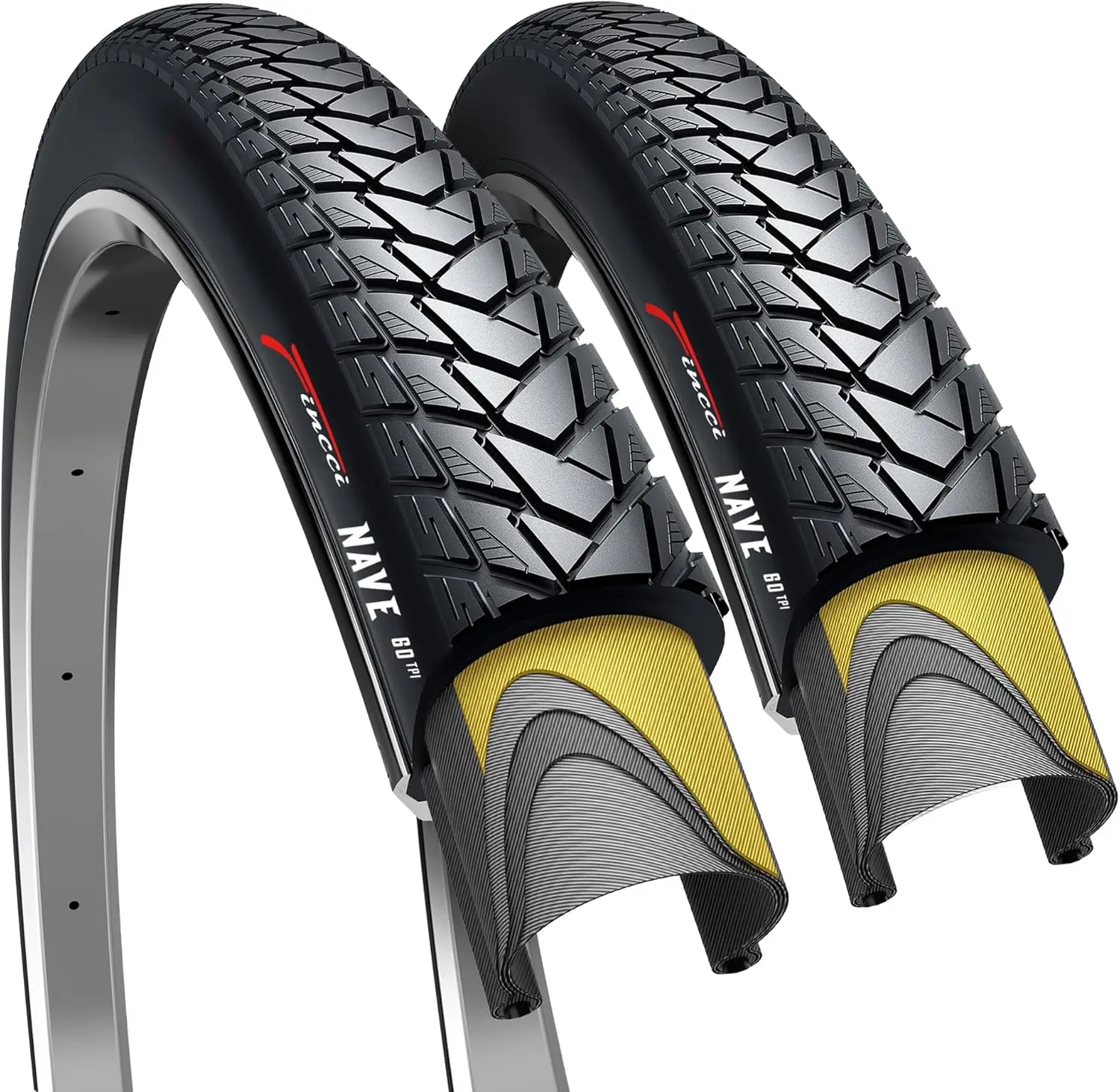 

Pair 700x35c Tire 37-622 Foldable 60 TPI City Commuter Tires with Nylon Protection for Cycle Road Mountain MTB Hybrid Touring El
