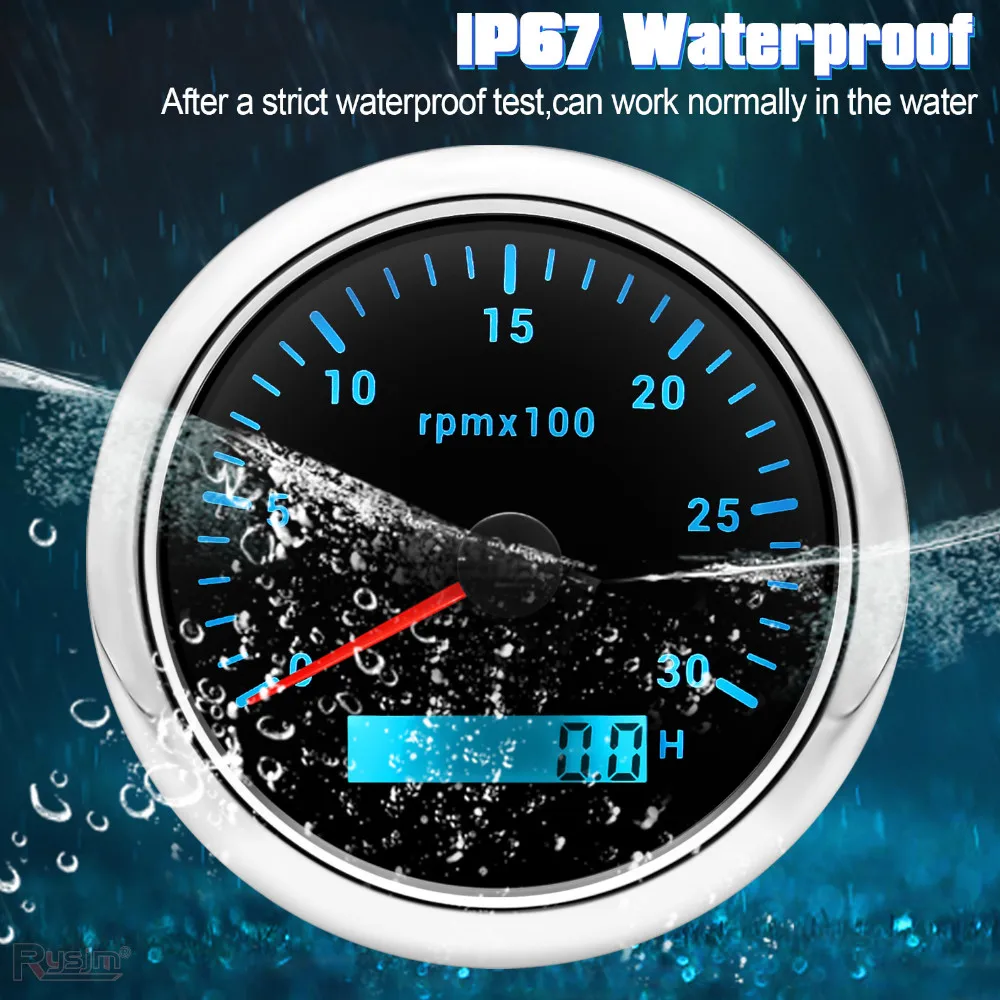 7-Farben-Hintergrundbeleuchtung 85mm Auto-Marine-Drehzahlmesser 3K 4K 6K 7K 8K 8000RPM Umdrehungszähler mit LCD-Betriebsstundenzähler 12V/24V – Detail 20