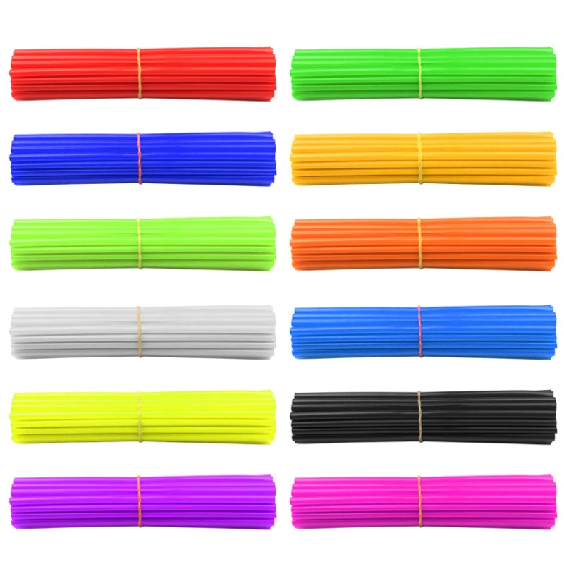 Hot 72Pcs Motorcycle Wheel Spoked Protector Wraps Rims Skin Trim Covers Pipe For Motocross Bicycle Bike Cool Accessories 17/24cm