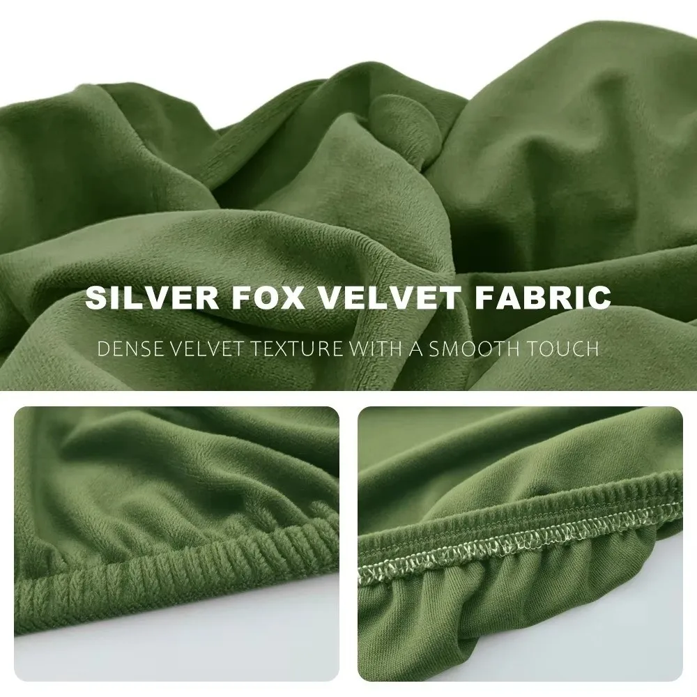 Soft Velvet Chair Cover Thick Elastic Chair Seat Cover Solid Color Dining Room Chair Slipcover for Office Banquet Restaurant