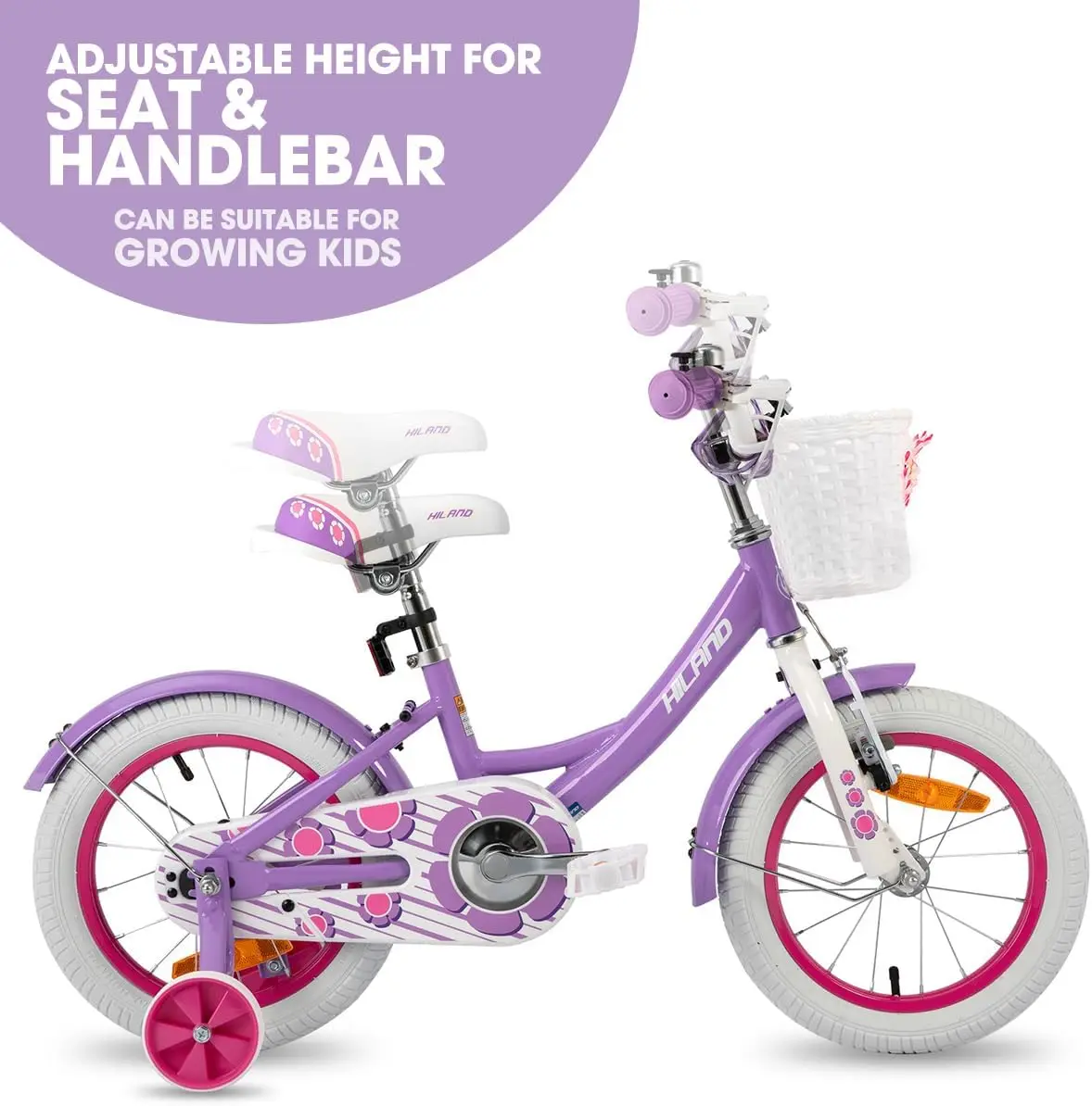 Girls Bike for Toddlers and Kids Ages 2-7 Years Old, 12 14 16 Inch Kids Bike for Boy and Girl with Training Wheels Basket Bell R