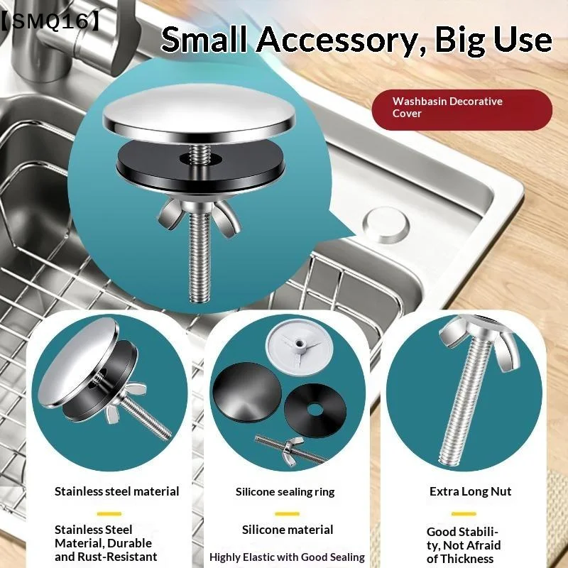 Kitchen Accessories Black Silver Sink Hole Cover Stainless Steel M6 Faucet Hole Cover Sink Hole Plug【SMQ】