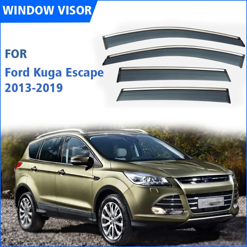 

FOR Ford KUGA Escape 2013-2019 Window Visors Rain Guard Windows Rain Cover Deflector Awning Shield Vent Guard Shade Cover Trim