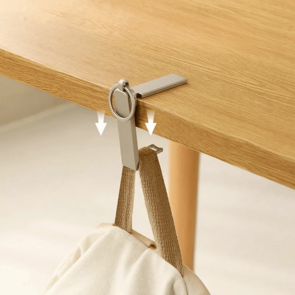 Zinc Alloy Desk Mount Hook Strong Load-bearing Clamp-on Table Side Backpack Holder Easy To Install Mini Hanging Handbag Stand