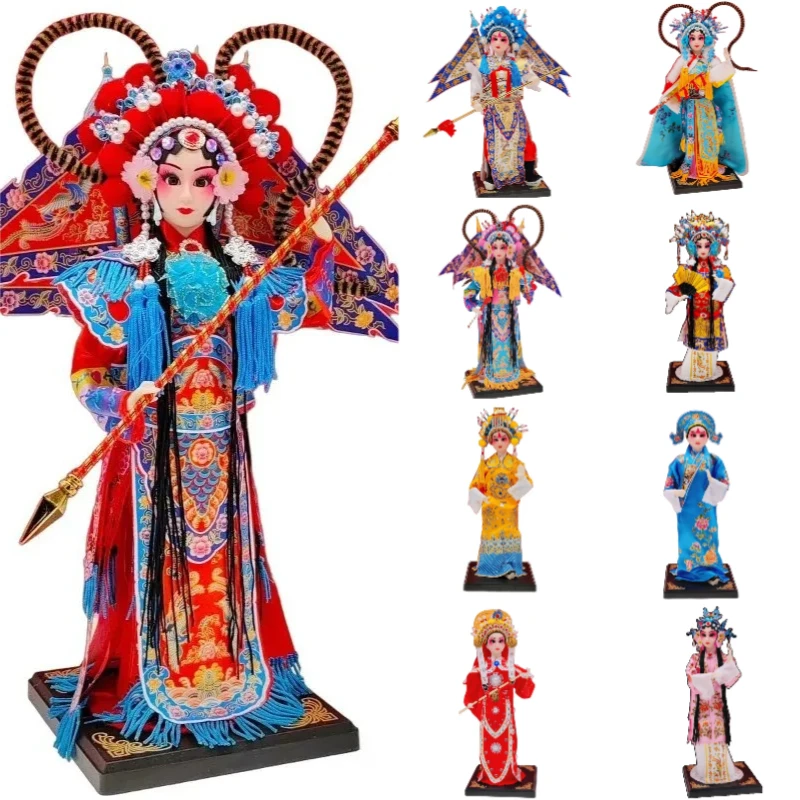 Chinese Peking Opera Silk Figurine Doll Traditional Handmade Silk Figure Ornament Folk Craft Gift for Friends Home Decoration