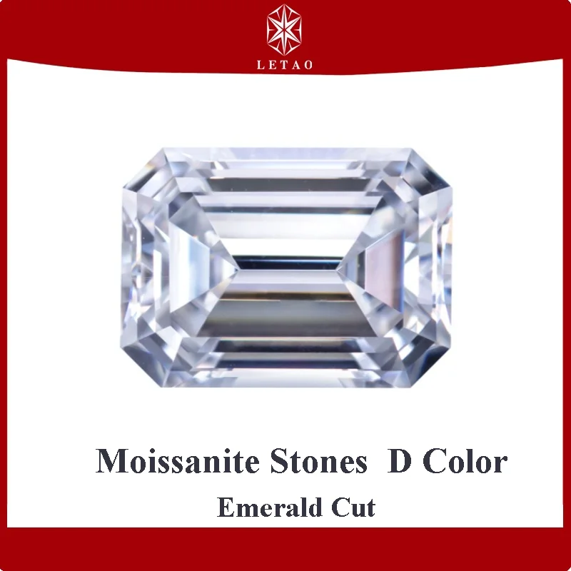 

Moissanite Stone Emerald Cut 0.5ct To 5ct D Color VVS1 Gemstone Fine Jewelry Material Pass Diamond Tester with GRA Certificate