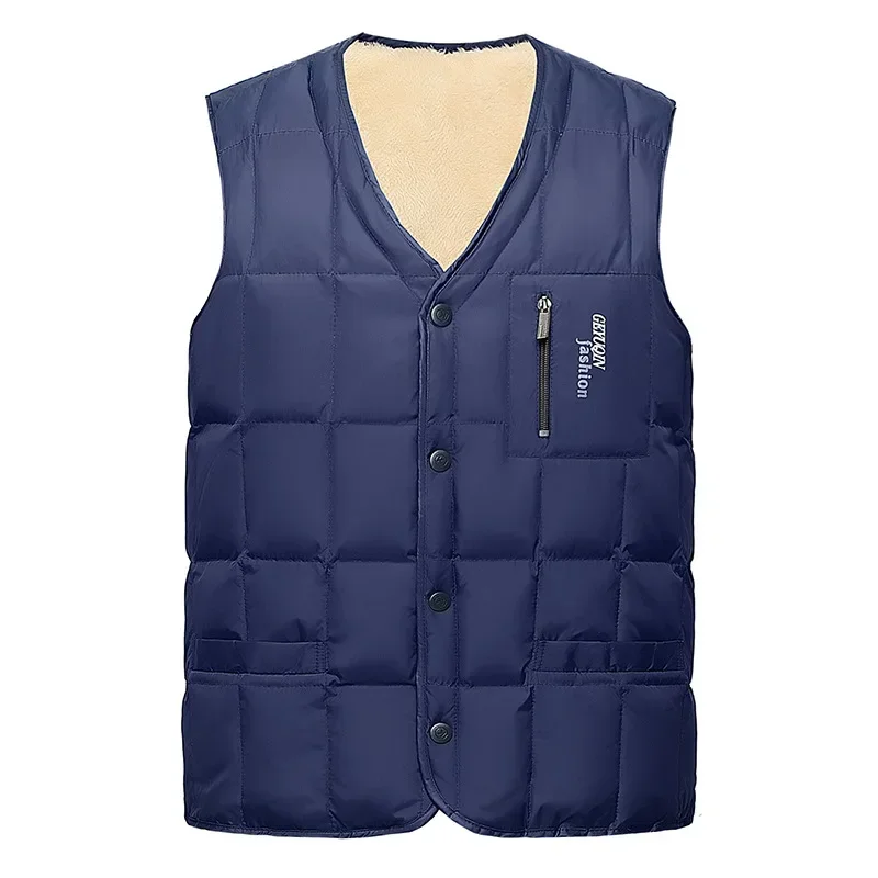 Thickened Men's Cotton Down Vest Short Winter Velvet Underwear and Outerwear  Dad's Coat Waistcoat Sleeveless Jacket Men VT-312