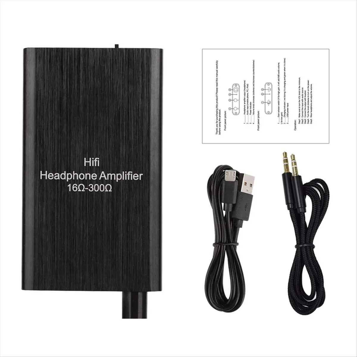 Portable Headphone Amplifier, 3.5mm Stereo Audio in/Out Support Volume Control with GAIN Switch